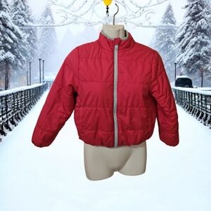 Childs Winter Puffer / Fleece Coat 8/10 Hot Pink W Pockets Reversable